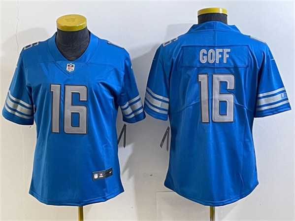 Womens Detroit Lions #16 Jared Goff Blue Vapor Limited Stitched Football Jersey(Run Smaller)